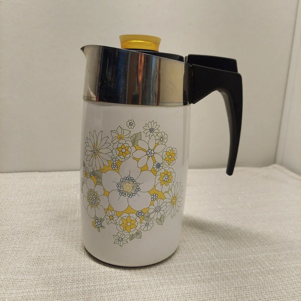 Corning Ware Floral Bouquet 10 Cup Electric Percolator Coffee Pot Complete Works - Picture 1 of 13